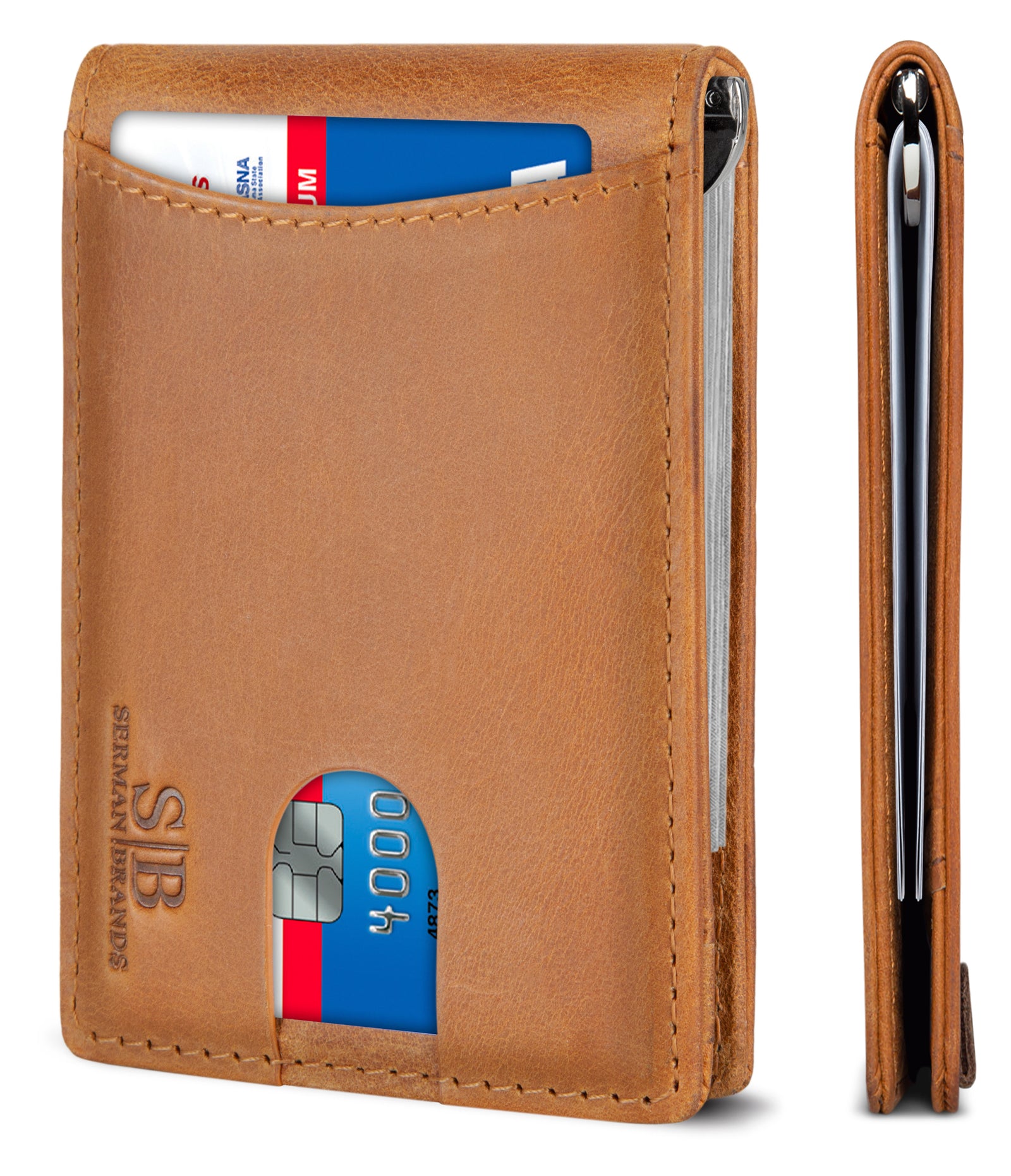 Genuine Leather Card Wallet Portable Credit Card Holder Brand