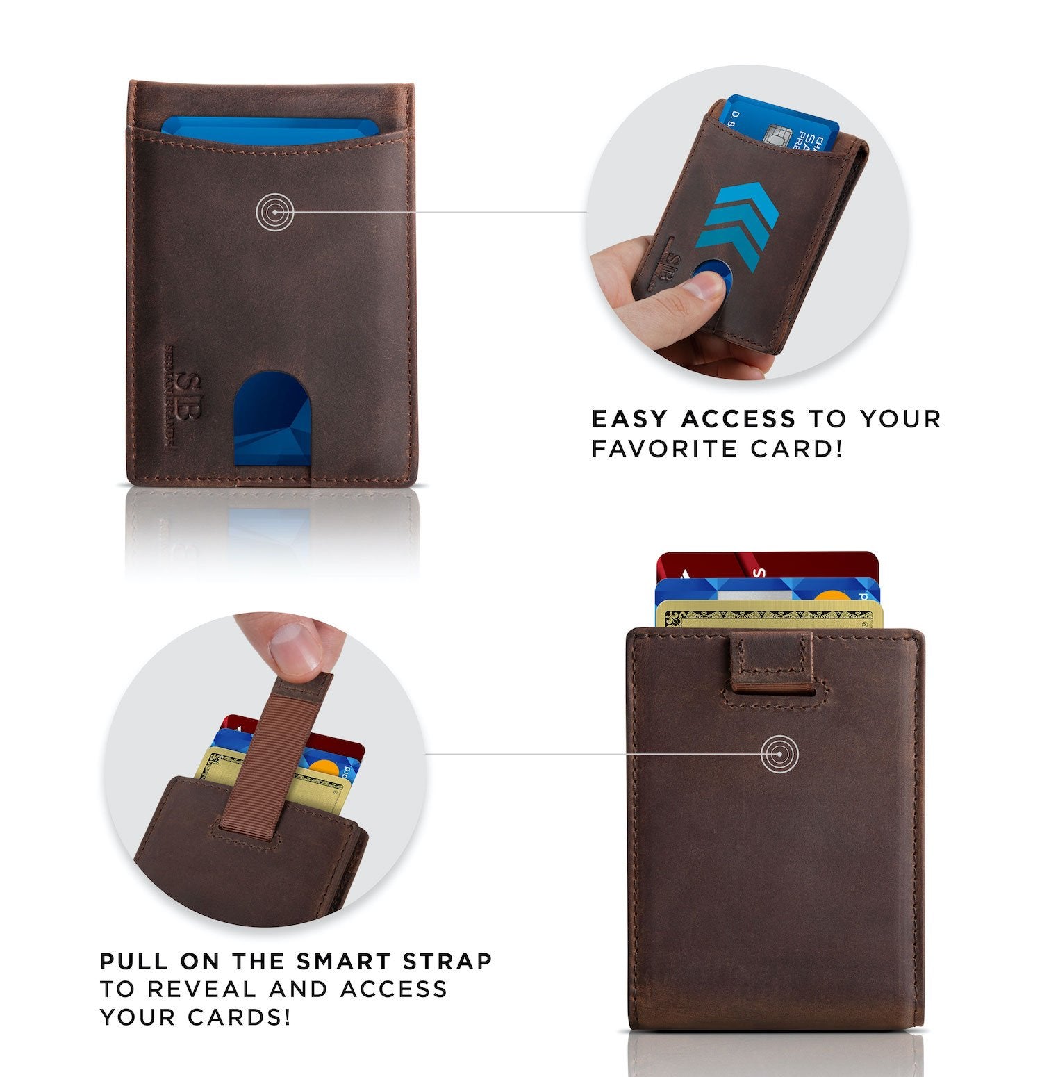 Serman Brands RFID Blocking Wallet Slim Bifold - Genuine Leather Minimalist Front Pocket Wallets for Men with Money Clip Gift (Texas Brown Rogue)